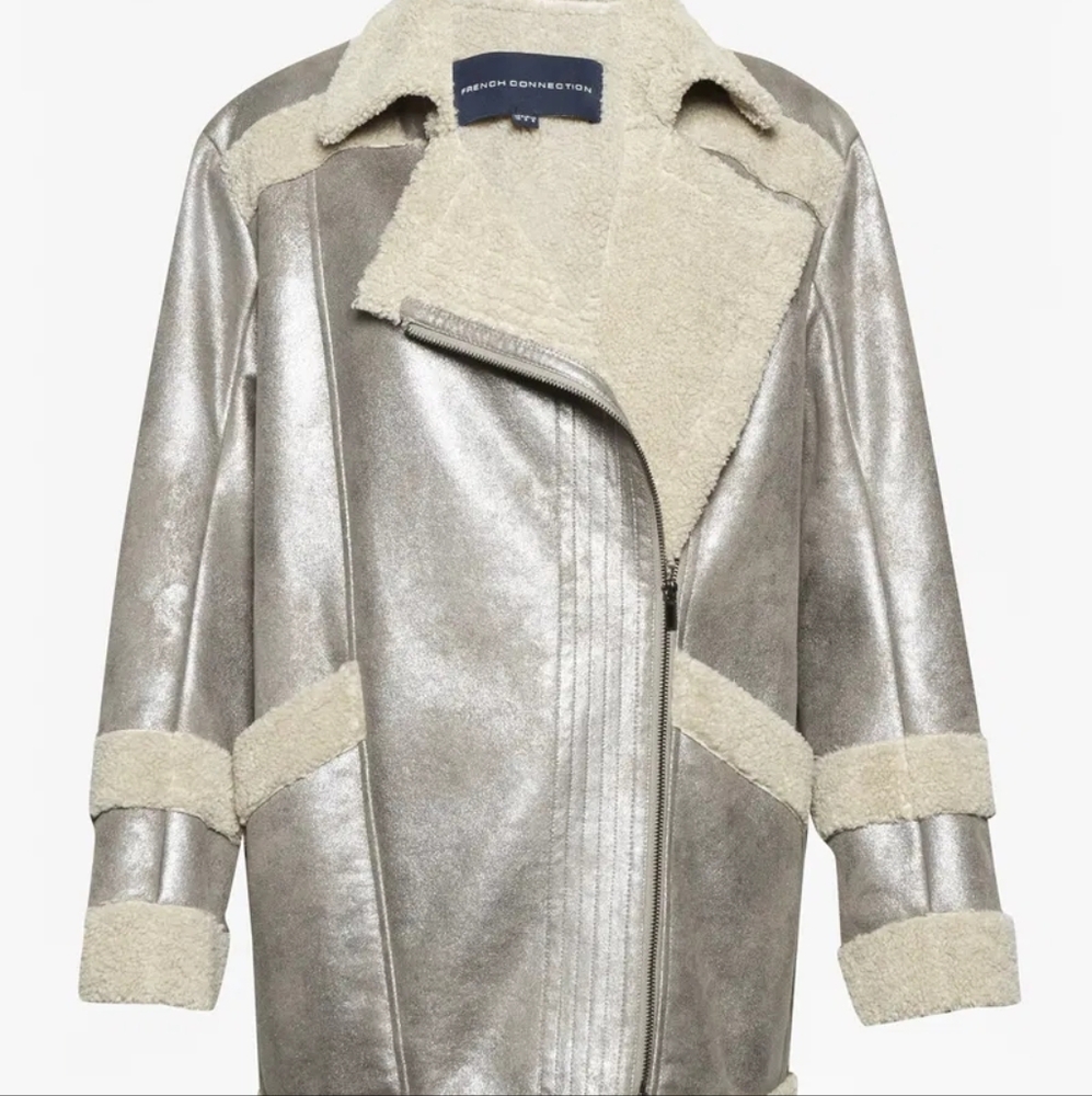 Metallic Shearling Zelda Coat - Picture 5 of 7